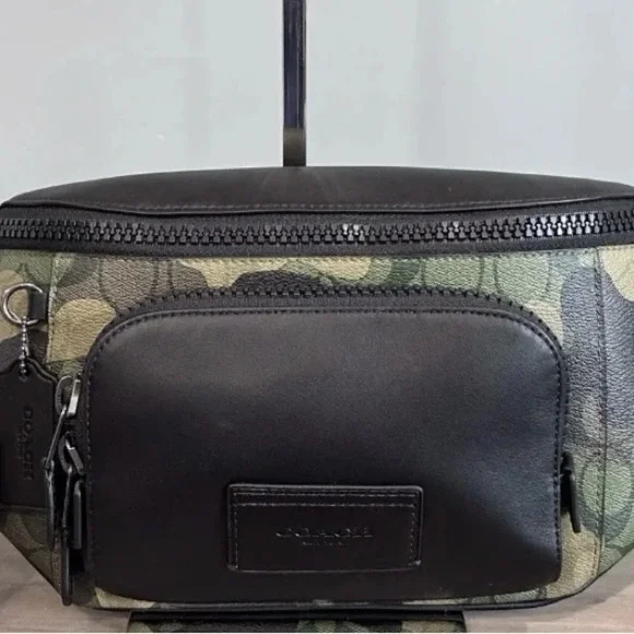COACH Belt Bag In Signature Canvas Camo Print black Leather/Green Multi … - Picture 6 of 12